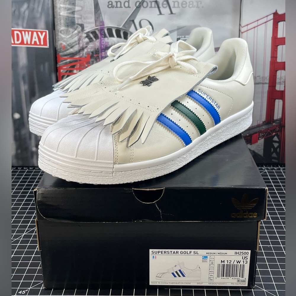 ADIDAS ROLLING LINKS SUPERSTAR Chalk White LEATHER Spikeless Golf Men’s 12 NEW